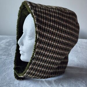 Tweed Balaclava Hood Hat Lined Bonet Winter Neck Warmer Snood Grandpa Oversize